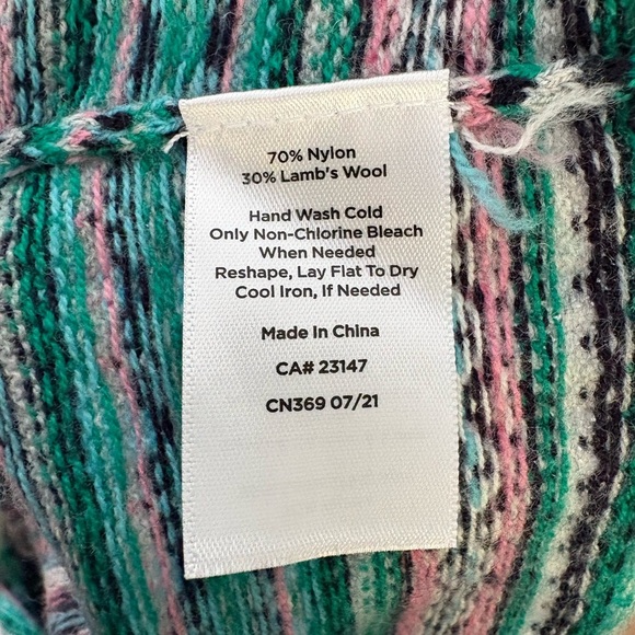 Talbots Womens Fair Isle Wool Crew Neck Sweater Multicolor Striped Petite M - Picture 7 of 7